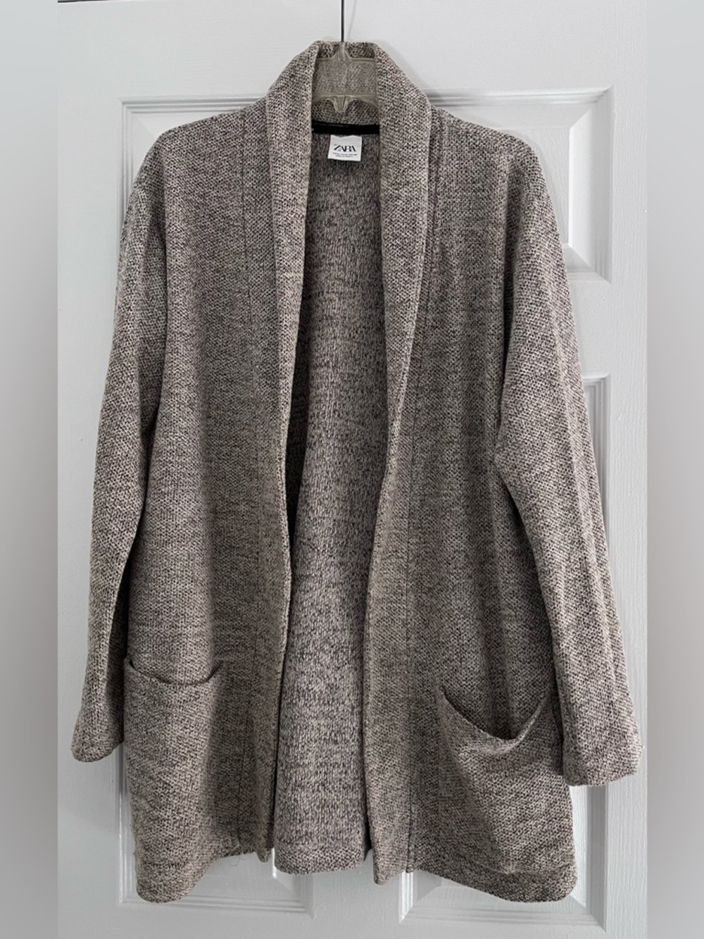 Zara Women’s Size Medium Taupe Marled Open-Front Cardigan